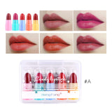 Maxbell 5pcs Mini Lipsticks Comestic Set Lip Stick Lip Gloss Makeup Long Lasting for Women