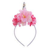 Maxbell Christmas Carnival Women Girls Kids Pink Rose Flower Crown Unicorn Horn Headband Fancy Dress Cosplay Xmas Hair Accessory