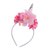 Maxbell Christmas Carnival Women Girls Kids Pink Rose Flower Crown Unicorn Horn Headband Fancy Dress Cosplay Xmas Hair Accessory