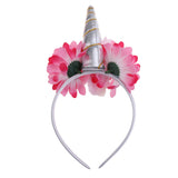 Maxbell Christmas Carnival Women Girls Kids Pink Rose Flower Crown Unicorn Horn Headband Fancy Dress Cosplay Xmas Hair Accessory