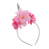 Maxbell Christmas Carnival Women Girls Kids Pink Rose Flower Crown Unicorn Horn Headband Fancy Dress Cosplay Xmas Hair Accessory