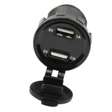 Maxbell Waterproof Car Boat 3.1A Dual USB Charger Sockets with Blue LED Voltmeter Panel