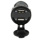 Maxbell Waterproof Car Boat 3.1A Dual USB Charger Sockets with Blue LED Voltmeter Panel