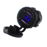 Maxbell Waterproof Car Boat 3.1A Dual USB Charger Sockets with Blue LED Voltmeter Panel