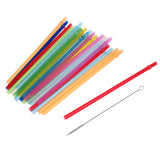 Maxbell 25x Colorful Reusable Hard Drinking Jar Straws W/ Cleaning Brush Home Party