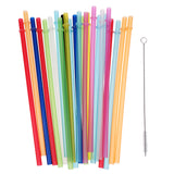 Maxbell 25x Colorful Reusable Hard Drinking Jar Straws W/ Cleaning Brush Home Party