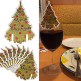 Maxbell 10pcs Festival Christmas Tree Xmas Favors Name Place Cards Table Mark Decoration for Wine Glass Paper