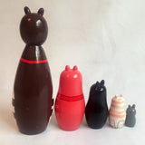 Maxbell Set of 5pcs Painted Wooden Cat Family Nesting Dolls Matryoshka Russian Doll Kids Gift