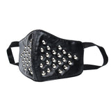 Maxbell Black Gothic PU Leather Rivets Half Face Mask Steampunk Dust Mask Motorcycle