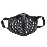 Maxbell Black Gothic PU Leather Rivets Half Face Mask Steampunk Dust Mask Motorcycle