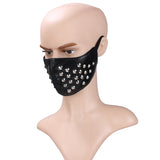 Maxbell Black Gothic PU Leather Rivets Half Face Mask Steampunk Dust Mask Motorcycle