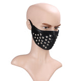 Maxbell Black Gothic PU Leather Rivets Half Face Mask Steampunk Dust Mask Motorcycle