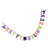 Maxbell Happy Halloween Bunting Banner Spider Witch Hat Pennant Party Hanging Decor