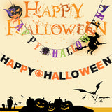 Maxbell Happy Halloween Bunting Banner Spider Witch Hat Pennant Party Hanging Decor