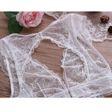 Maxbell Set Of Women Girls Ladies Wire Free Seamless Deep V Neck Open Back Lace Plunging Bra Briefs 80A White