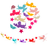 Maxbell Handmade Felt Cupid Star Bunting Banner Pennant for Party Christmas Baby Shower Playroom Nursery Decor Decoration Flags 2 m