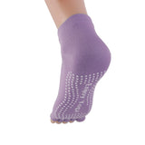 Maxbell Pair Of Half Design Non Slip Washable Comfortable Massage Barre Pilates Yoga Dance Toe Socks Purple