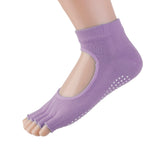 Maxbell Pair Of Half Design Non Slip Washable Comfortable Massage Barre Pilates Yoga Dance Toe Socks Purple