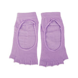 Maxbell Pair Of Half Design Non Slip Washable Comfortable Massage Barre Pilates Yoga Dance Toe Socks Purple