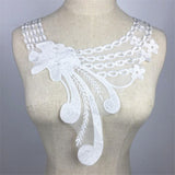 Maxbell Fashionable Floral Lace Collar Applique Embroidered Sewing Trims Patches for Bridal Wedding Costume Dolls DIY White