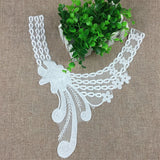 Maxbell Fashionable Floral Lace Collar Applique Embroidered Sewing Trims Patches for Bridal Wedding Costume Dolls DIY White