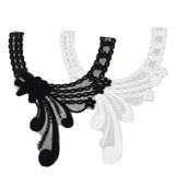Maxbell Fashionable Floral Lace Collar Applique Embroidered Sewing Trims Patches for Bridal Wedding Costume Dolls DIY White