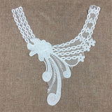 Maxbell Fashionable Floral Lace Collar Applique Embroidered Sewing Trims Patches for Bridal Wedding Costume Dolls DIY White