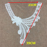 Maxbell Fashionable Floral Lace Collar Applique Embroidered Sewing Trims Patches for Bridal Wedding Costume Dolls DIY White
