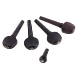 Maxbell Pack of Ebony Wood Violin Tuner Pegs and Endpin for 4/4 Size Violin Fiddle Parts