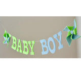 Maxbell Lovely Baby Boy Windmill Banner Newborn Baby Shower Kids Birthday Party Fabric Bunting Garland Photo Props Playroom Decor Sign