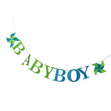 Maxbell Lovely Baby Boy Windmill Banner Newborn Baby Shower Kids Birthday Party Fabric Bunting Garland Photo Props Playroom Decor Sign