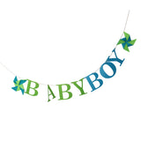 Maxbell Lovely Baby Boy Windmill Banner Newborn Baby Shower Kids Birthday Party Fabric Bunting Garland Photo Props Playroom Decor Sign