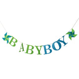 Maxbell Lovely Baby Boy Windmill Banner Newborn Baby Shower Kids Birthday Party Fabric Bunting Garland Photo Props Playroom Decor Sign