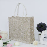 Maxbell White Lace Women Handbag Brown Linen Shopping Bag Rustic Flower Bag Decor