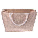 Maxbell White Lace Women Handbag Brown Linen Shopping Bag Rustic Flower Bag Decor