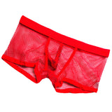 Maxbell Men's Innerwear Mesh Underwear Ultra Breathable Boxer Briefs Elastic Waistband Soft Underpants Red XXL