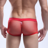 Maxbell Men's Innerwear Mesh Underwear Ultra Breathable Boxer Briefs Elastic Waistband Soft Underpants Red XXL