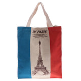 Maxbell Women Shoulder Bag France Eiffel Tower Flag Canvas Handbag Shopping Bags
