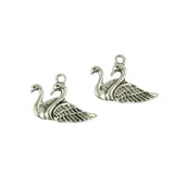 Maxbell 20 Pieces Tibetan Silver Lover Swan Valentines Day Charm Pendant Jewelry DIY