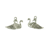 Maxbell 20 Pieces Tibetan Silver Lover Swan Valentines Day Charm Pendant Jewelry DIY