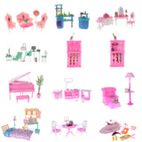 Maxbell Dollhouse Furniture Living Room Table Armchairs Sofa Set for 1/6 Barbie Doll