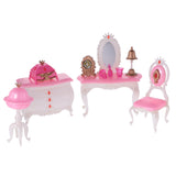 Maxbell Dollhouse Furniture Dressing Table Chairs Cabinet Set for 1/6 Barbie Doll