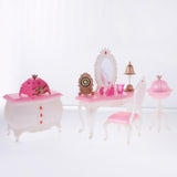 Maxbell Dollhouse Furniture Dressing Table Chairs Cabinet Set for 1/6 Barbie Doll