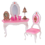 Maxbell Dollhouse Furniture Dressing Table Chairs Cabinet Set for 1/6 Barbie Doll