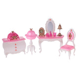 Maxbell Dollhouse Furniture Dressing Table Chairs Cabinet Set for 1/6 Barbie Doll