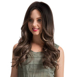 Maxbell Fashion Charming Layered Long Curly Wavy Wig Synthetic Hair Wigs Brown White Mixed for Women Daily Wear/Party Cosplay