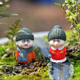 Maxbell 2 Pair Winter Old Couple Miniature Fairy Garden Bonsai Micro Landscape Decor