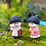 Maxbell 2 Pair Winter Old Couple Miniature Fairy Garden Bonsai Micro Landscape Decor