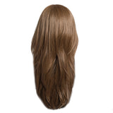 Maxbell 23inch Brown Silk Long Straight Wig with Side Bangs Layered Full Head Synthetic Heat Resistant Hair Wigs Free Wig Cap for Cosplay Party Costume