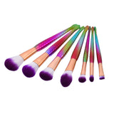 Maxbell 7pcs Rainbow Mermaid Makeup Brushes Set Cosmetic Concealer Blending Highlighter Eyeliner Contour Brush Kit Purple Hair